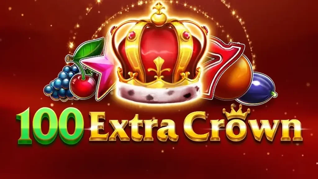 Tampilan mesin slot 100 Extra Crown dengan simbol buah dan mahkota emas